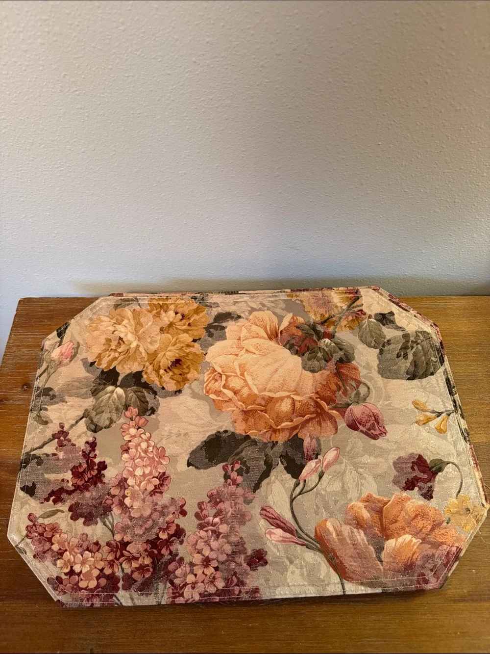 New Set of 6 Floral Reversible Placemats - Rose, Peach & Cream